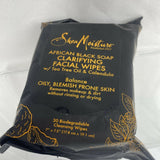(6) Shea Moisture African Black Soap TeaTree Calendula Clarifying Facial Wipe 30