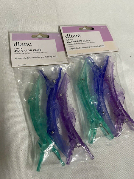 Diane 4 1/2" Gator Clips Hair 3 PACK Assorted Colors Green Blue Purple Fromm