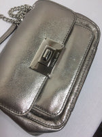 Michael Kors  Metallic Silver Crossbody Chain Adjustable Strap Purse Zipper
