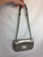 Michael Kors  Metallic Silver Crossbody Chain Adjustable Strap Purse Zipper