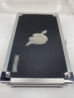 Vaultz Hard Carrying Case MakeUp Case Train Silver Black Art Supply 8.5x5x2.5”