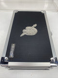 Vaultz Hard Carrying Case MakeUp Case Train Silver Black Art Supply 8.5x5x2.5”