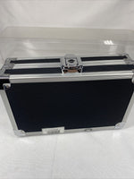Vaultz Hard Carrying Case MakeUp Case Train Silver Black Art Supply 8.5x5x2.5”