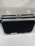 Vaultz Hard Carrying Case MakeUp Case Train Silver Black Art Supply 8.5x5x2.5”