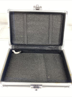 Vaultz Hard Carrying Case MakeUp Case Train Silver Black Art Supply 8.5x5x2.5”