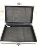 Vaultz Hard Carrying Case MakeUp Case Train Silver Black Art Supply 8.5x5x2.5”