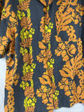 Sonoma Large Polyester Men’s Hawaiian Orange Gray Yellow Pocket Button Shirt￼