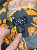Sonoma Large Polyester Men’s Hawaiian Orange Gray Yellow Pocket Button Shirt￼