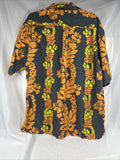 Sonoma Large Polyester Men’s Hawaiian Orange Gray Yellow Pocket Button Shirt￼