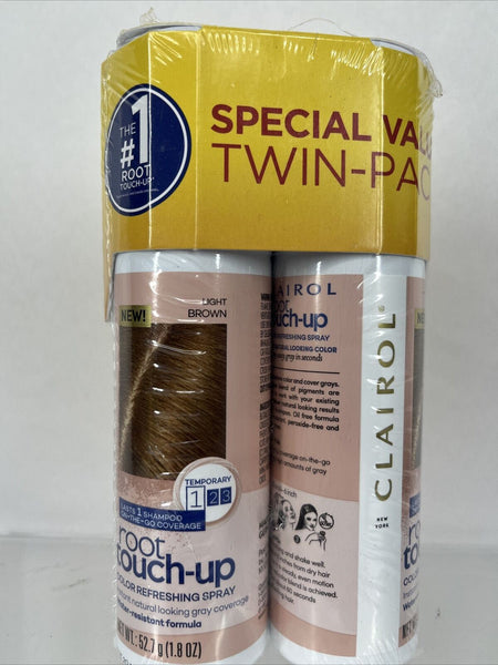(2) Clairol LIGHT BROWN Root Touch-Up Hair Color Refreshing Spray “Twin Pack”