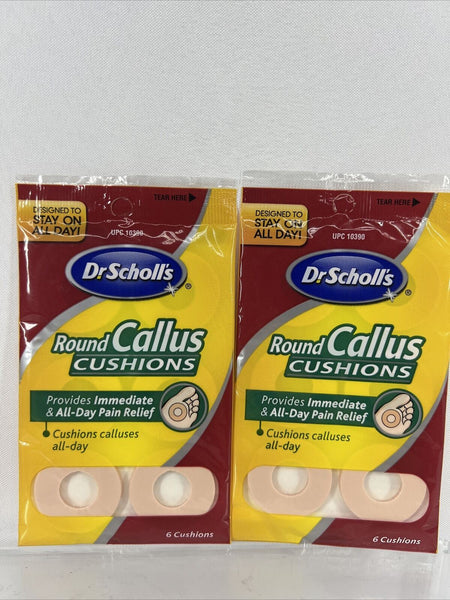 (2) Dr. Scholl's Round Callus Cushions All Day Relief Latex Foam 6pk