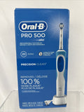 Oral-B Pro 500 White Electric Rechargeable Toothbrush Precision Clean Timer