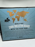 Original Fun Workshop World Map Cork Bulletin Board Notes Reminders Photos Pin