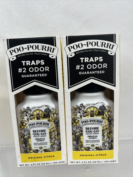 (2) Poo Pourri Before-You-Go Pink Citron Toilet 100 Spray Original Citrus  2oz