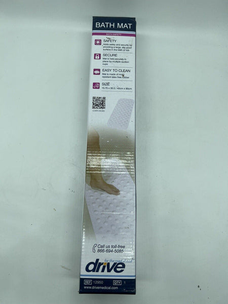 Drive White Bath Safety Mat 15.75" x 35.5" Size Slip Proof Material
