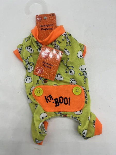 Skeleton pajama￼ Boo Halloween Dog Cat￼￼ Pet Medium Lime Trick Treat Pumpkin