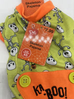 Skeleton pajama￼ Boo Halloween Dog Cat￼￼ Pet Medium Lime Trick Treat Pumpkin