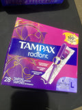 Tampax Radiant L Light Absorbency Cleanseal Wrapper Tampons Unsecented 28ct