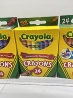 (3) Crayola Crayons In Top Box Pack , 24 Crayon Colors Kids Play Draw Fun