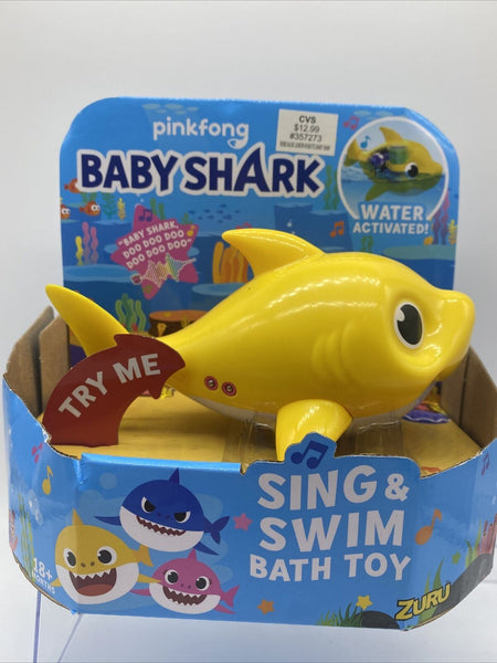 Robo Alive Junior BABY SHARK Battery-Powered SING AND SWIM Bath Toy (Yellow Zuru