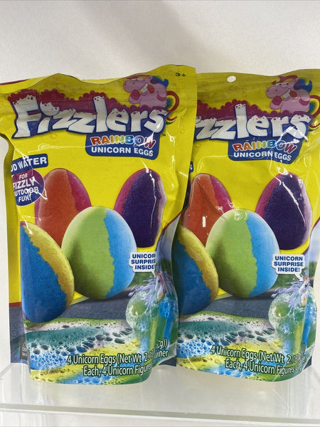 (2) Fizzlers Rainbow Unicorn Eggs Foam Bomb Toy Surprise Inside Bath  4 pack