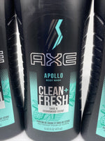 (3) AXE Apollo Body Wash For Men Sage & Cedarwood Scent Clean + Fresh 16oz