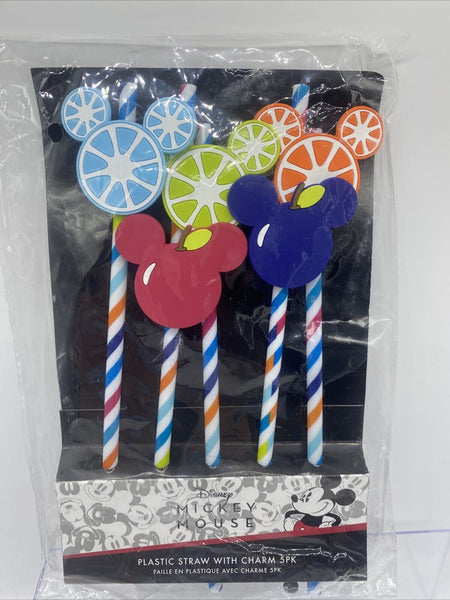 Disney Mickey Mouse Plastic Straws Charm Icon Fruit Reusable ~Combine Shipping