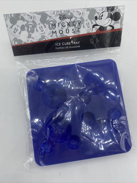 Disney Mickey Mouse Ice Cube Tray Blue Flexible Plastic 4 Part Jello Mold