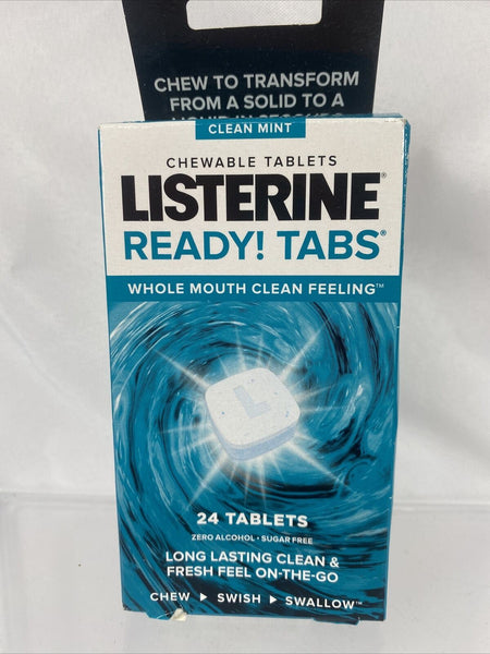 Listerine Ready! Tabs Chewable Tablets Clean Mint Sugar Free 24 Count
