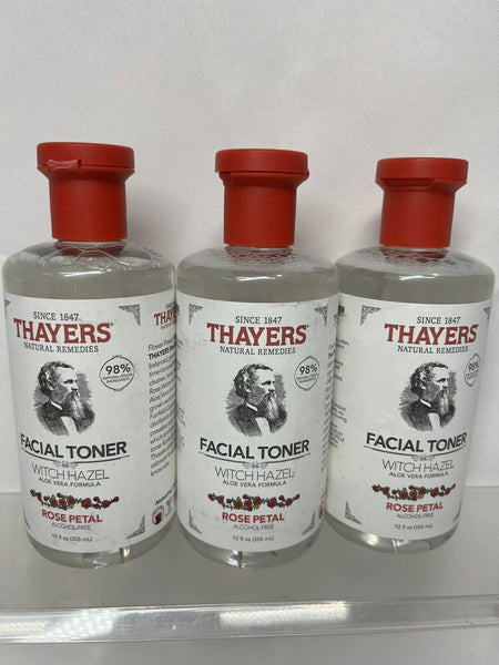 (3) Thayers Alcohol-free Facial Toner Rose Petal Witch Hazel Aloe Vera 12oz