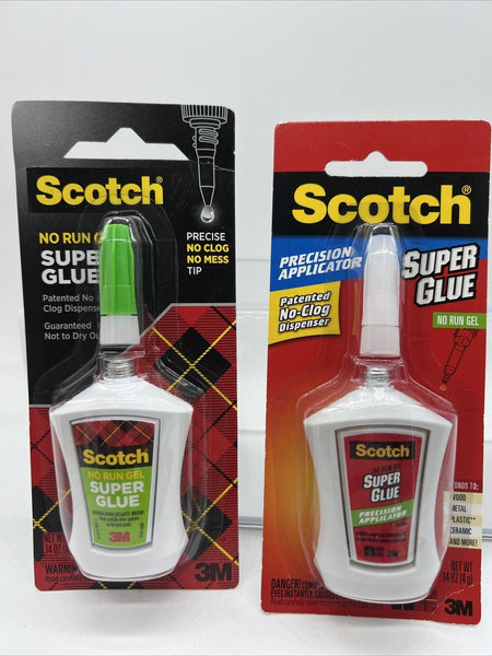 (2) Scotch Super Glue Gel Precision Applicator Tip No Mess Run COMBINE SHIPPING