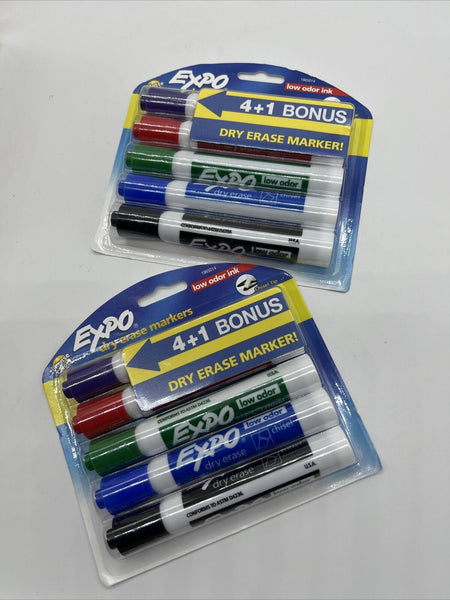 (2) Expo Dry Erase Markers Chisel Tip 5pk Blue BLK Red Purple Green COMBINE SHIP