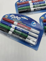 (3) Expo Dry Erase Markers Fine Tip 4pk Blue BLack Red Green 12 Total