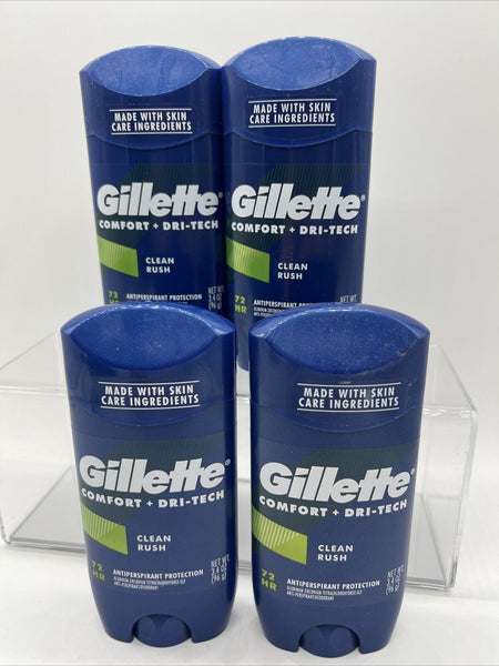 2pk Gillette Antiperspirant Deodorant Men Clear Gel Power Rush Dri Tech 3.8oz