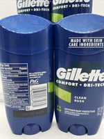 2pk Gillette Antiperspirant Deodorant Men Clear Gel Power Rush Dri Tech 3.8oz