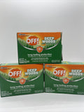 (3) OFF! DEEP WOODS Insect Repellent Long Lasting Wipes 12 Count Towelettes