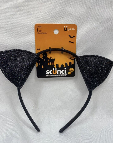 Scunci ￼ Halloween Glitter Cat Ear Headband￼ Black Buy More Save& COMBINE SHIP￼￼