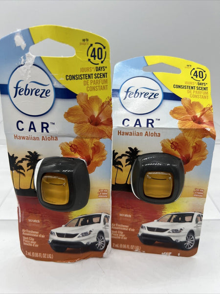 (2) Febreze Car Air Freshener Vent Clips Hawaiian Aloha .13oz 2 Count