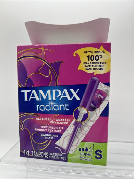 Tampax Radiant  Super Absorbency Unscented 14 count Conceal Wrapper