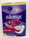 Always Anti-Bunch Xtra Protection Daily Liners, Extra Long, 60 Liners