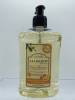 A La Maison Liquid Soap Hand & Body Citrus Blossom Olive Argan Oil France 16.9oz