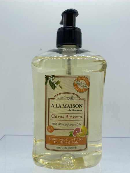 A La Maison Liquid Soap Hand & Body Citrus Blossom Olive Argan Oil France 16.9oz