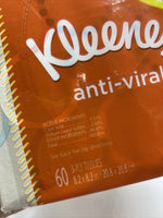 (2) Kleenex Anti-Viral Facial Tissues 3 Ply 8.20" x 8.20" Flu White Soft