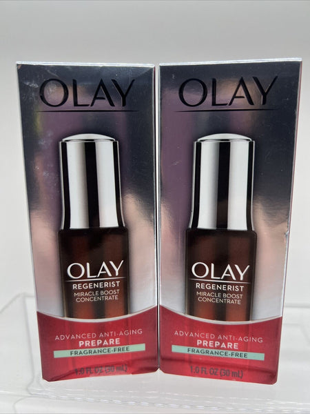 (2) Olay Regenerist Miracle Boost Concentrate Wrinkle Prepare Fragrance Free 1oz