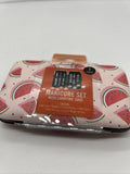 Danielle Creations Manicure Set 7pc Tweezer Scissors Carrying Case Watermelon
