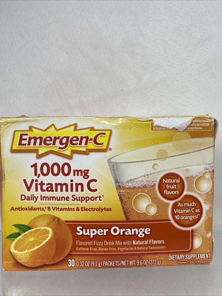 Emergen-C 1000mg Vitamin C Immune Support Drink Mix 30 Packet Super Orange 12/22