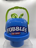 BLUE Fubbles No Spill Bubble BUCKET Party Favor TOY 3 Wands Tip Upside Down!