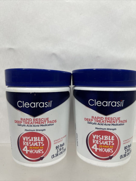 (2) Clearasil Rapid Rescue Deep Treatment Cleansing Pads Salicylic 90ct 2.19”