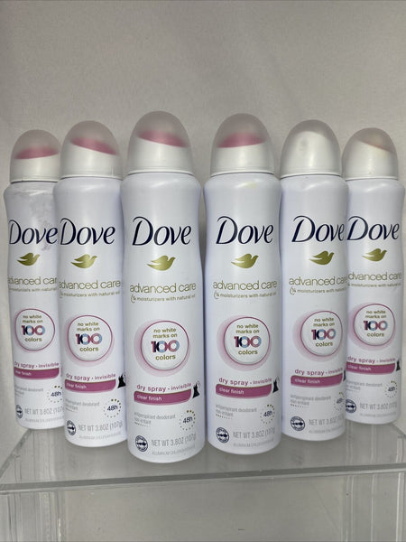 (6) Dove Advanced Care Antiperspirant Deodorant Dry Spray Invisible Clear ￼3.8oz