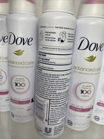 (6) Dove Advanced Care Antiperspirant Deodorant Dry Spray Invisible Clear ￼3.8oz